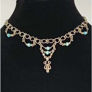 Edwardian Revival Blue Cat’s Eye Choker – Regencycore / Bridgerton Style